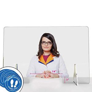 FOUR FEET 48 W x 32 H - 3&#034; Cutout - Sneeze Guard Countertop Plexiglass Shield -