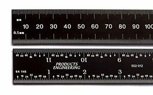 PEC Tools 24&#034; 600 mm English/Metric black chrome&#034;high contrast&#034; machinist rul...