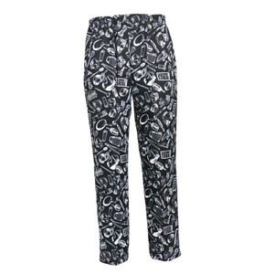 Unisex Work Wear Food Service Pant Chef Uniform Pants Trousers Cutlery Print