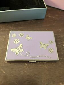 Things Remembered Business Card Holder Purple Butterflies