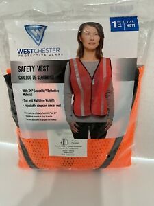 West Chester Reflective Safety Vest High Visibility Adjustable Orange(1 Size)