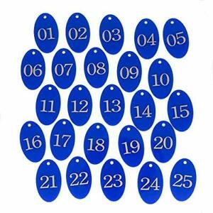 Acrylic Oval Numbered Tags Id Tags with Key Ring for Organizing () 01-25 Blue