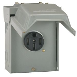 50 Amp Temporary RV Power Outlet Padlock Provision for Protection of Equipment