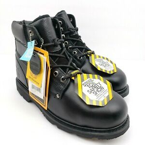 Rhino Mens Size 10.5 Black Leather Steel Toe Tough Work Safety Boots 65S01