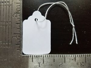 100 Blank White Merchandise Price Tags with Strings Size #7 Retail Strung Label