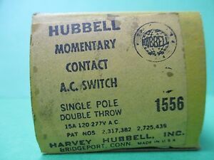 1556 HUBBELL MOMENTARY A.C SWITCH, SINGLE POLE, DOUBLE THROW  (120 - 277 VOLTS)