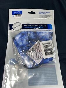 New Bespoke Face Mask Cotton, Adjustable, Blue Camo Tie Dye Adult L/XL