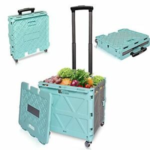 4 Wheel Folding Shopping Cart with Lid Handle50L Collapsible Grocery Cart Rol...