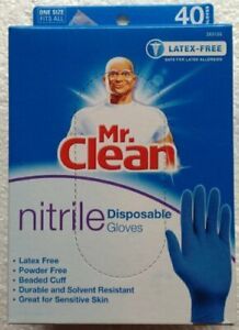 Mr Clean Durable Latex  Powder Free Nitrile Disposable Cleaning Gloves Box Of 40