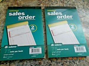 2 New Pads Adams 2-part Carbonless Sales Order Books (150 numbered sets total)