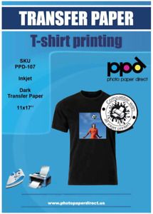 PPD Inkjet PREMIUM Iron-On Dark T Shirt Transfers Paper 11x17&#034; Pack of 20 Sheets