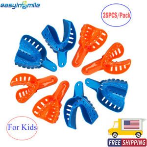 Easyinsmile Dental Impression Trays Perforated Plastic Tray M/L for Kids 25PC/PK
