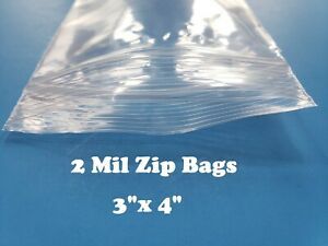 3&#034;x4&#034; Clear 2 Mil Plastic Zip Seal Bag Reclosable Top Lock 2Mil Small Baggies