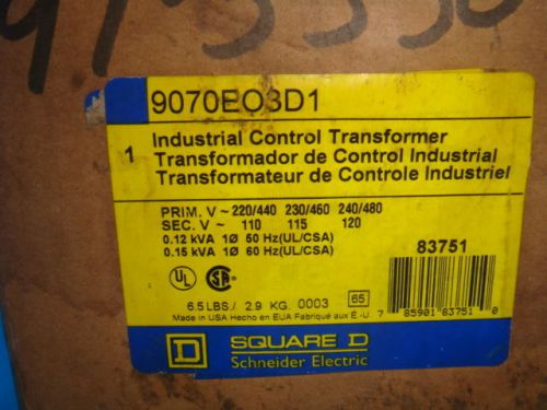 New square d insustrial control transformer 9070 e03d1, 9070e03d1, new in box for sale