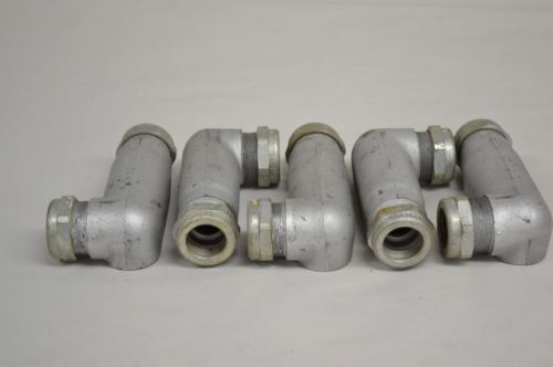 Lot 5 crouse hinds lr297 conduit fitting 3/4in npt iron body outlet d201425 for sale