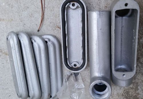 RIGID CONDUIT LLB FITTING LONG BACK OPENING CONDUIT FITTING LOT OF 3 +5 COVERS