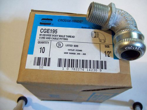 Crouse Hinds CGE195 Cord and Cable Fitting 90 degree NEW