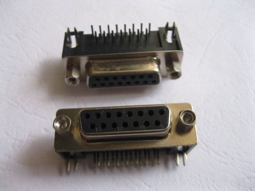 12 pcs d-sub 15 pin female pcb connector right angle 2 rows dip for sale