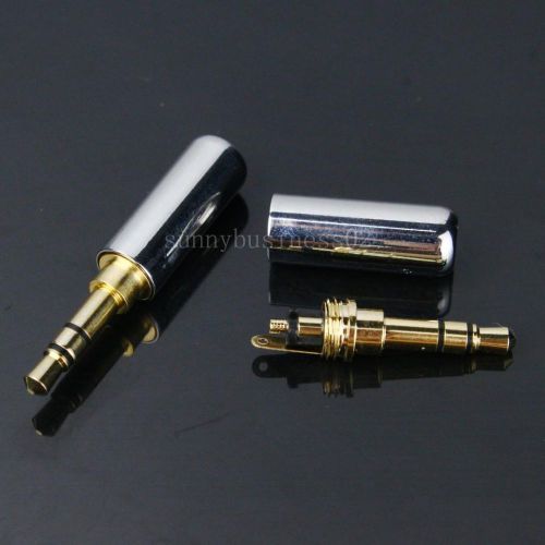 2pcs 3 Pole 3.5mm Male Repair headphone Jack Plug Metal Audio Soldering Silver