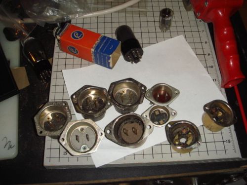 9 Misc. Chassis Mount Male  Power Plug Receptacles Most Are NOS