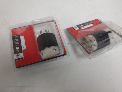 Lot of 2 pass &amp; seymour l620-pccv3 turnlok locking device plug 20a,250v,2p,3w for sale
