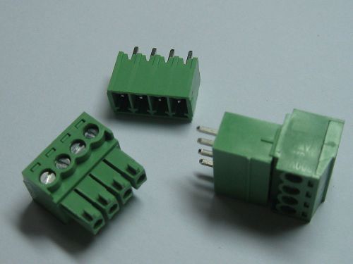 250 pcs Screw Terminal Block Connector 3.5mm 4 pin/way Green Pluggable Type