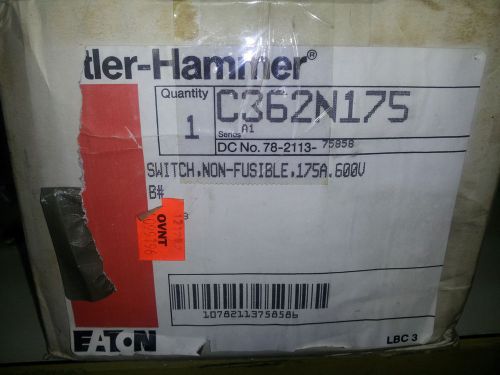 CUTLER HAMMER C362N175 NIB SWITCH NON FUSIBLE 175A 600V #B14