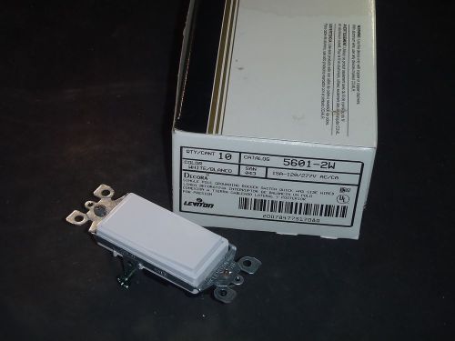 Leviton 5601-2W Decora Rocker Switch White (Sold each) 15A-120/277V AC/CA
