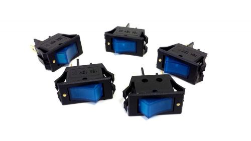 5 pack 12 Volt Blue LED Rocker Mini Switch On Off Car Automotive