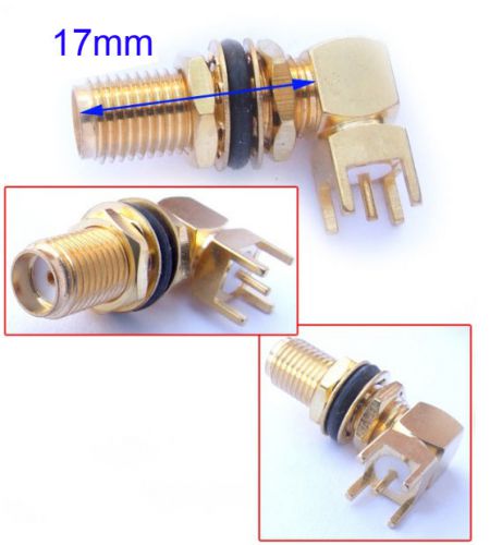 3pcs sma female socket nut washer right angle waterproof pcb mount rf-connector for sale