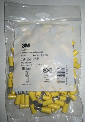 Lot of 50 3m 94833 female quick disconnect 12-10 awg vinyl connector terminal for sale