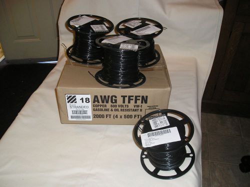 18 awg tffn insulated copper wire 2000&#039; , stranded , black  **new** for sale
