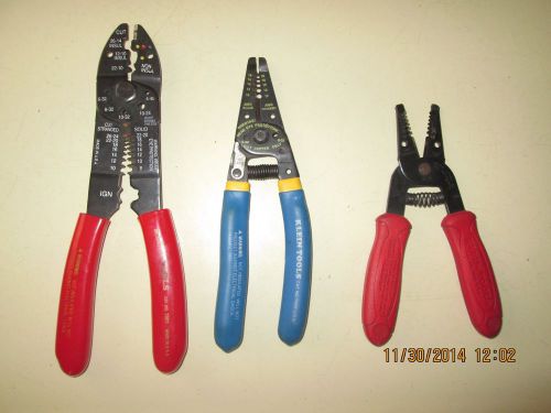 Pre-owned Klein Tools Set of Three Wire Strippers Cutters Crimpers USA