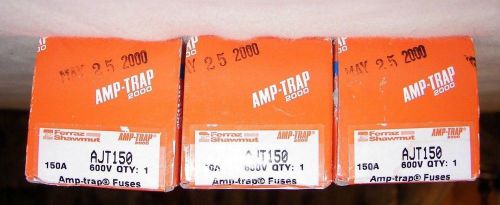 Amp-trap ajt150 150a amp 600 volt time delay fuse  lot of 3 nib for sale