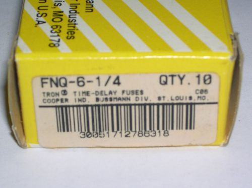 Buss, 6.25a time delay fuses , fnq-6-1/4, box of 10 for sale