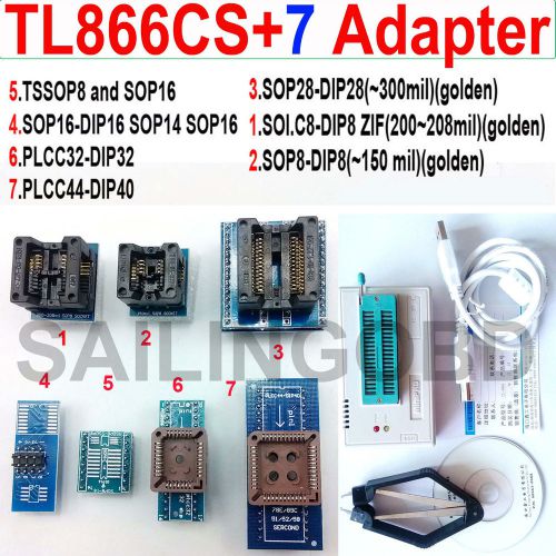 TL866CS programmer 7adapters TL866 AVR Bios tl866cs 51 Flash EPROM IC Programmer