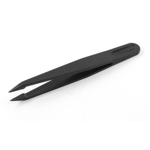 Black Plastic Straight Anti-static Antimagnetic Tweezers Hand Tool