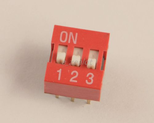10pcs NEW Red 2.54mm Pitch 3-Bit 3 Positions Ways Slide Type DIP Switch