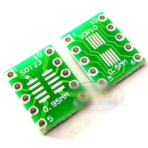 10pcs sot23 msop10 umax to dip10 PCB SMD DIP/Adapter plate Pitch 0.5mm 0.95mm