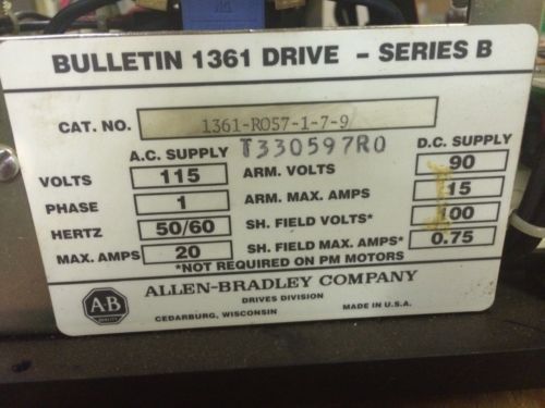 Allen Bradley 1 HP DC Drive 1361-RO57-1-7-9
