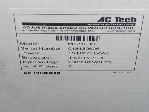 AC TECH ADJUSTABLE SPPED AC MOTOR CONTROL M12150C