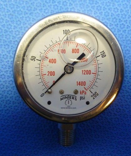 WINTERS PEM216LF Gauge,Pressure,0 to 200 psi,2-1/2 in. / I/2&#034; Thread