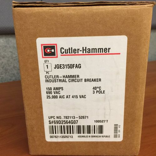 CUTLER HAMMER JGE3150FAG CIRCUIT BREAKER NEW ORIGINAL Packaging!!!