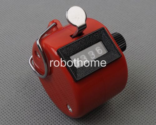 Red 4-Digit Number Manual Handheld Tally Mechanical Palm Clicker Counter