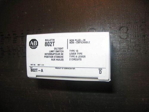 &#034; New in Box &#034; A-B ALLEN BRADLEY Oiltight Limit Switch Cat # 802T-A Series D