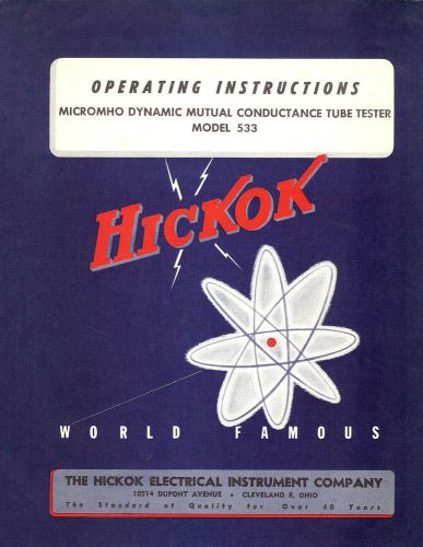 Ultimate manual for hickok 533 tube tester for sale