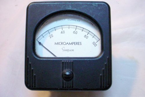 Vintage Simpson 0-100 microA uA DC Panel Meter - tested good