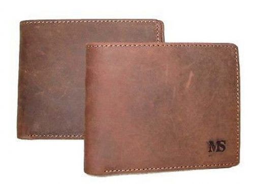 Handmade vintage men genuine cowhide leather wallet bag brown new -204d for sale