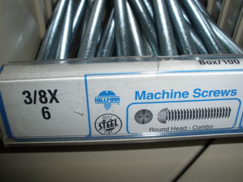 3/8-16 X 6&#034; Round head slotted phillips machine screws zinc (20) pcs.  3/8&#034;