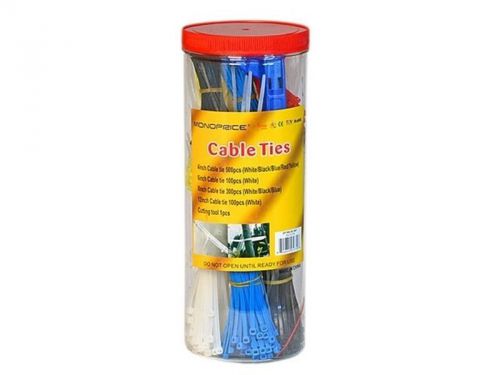 Monoprice Cable Tie Set, 1000pcs/Pack - Various Color w/Cutting Tool 5779 NEW